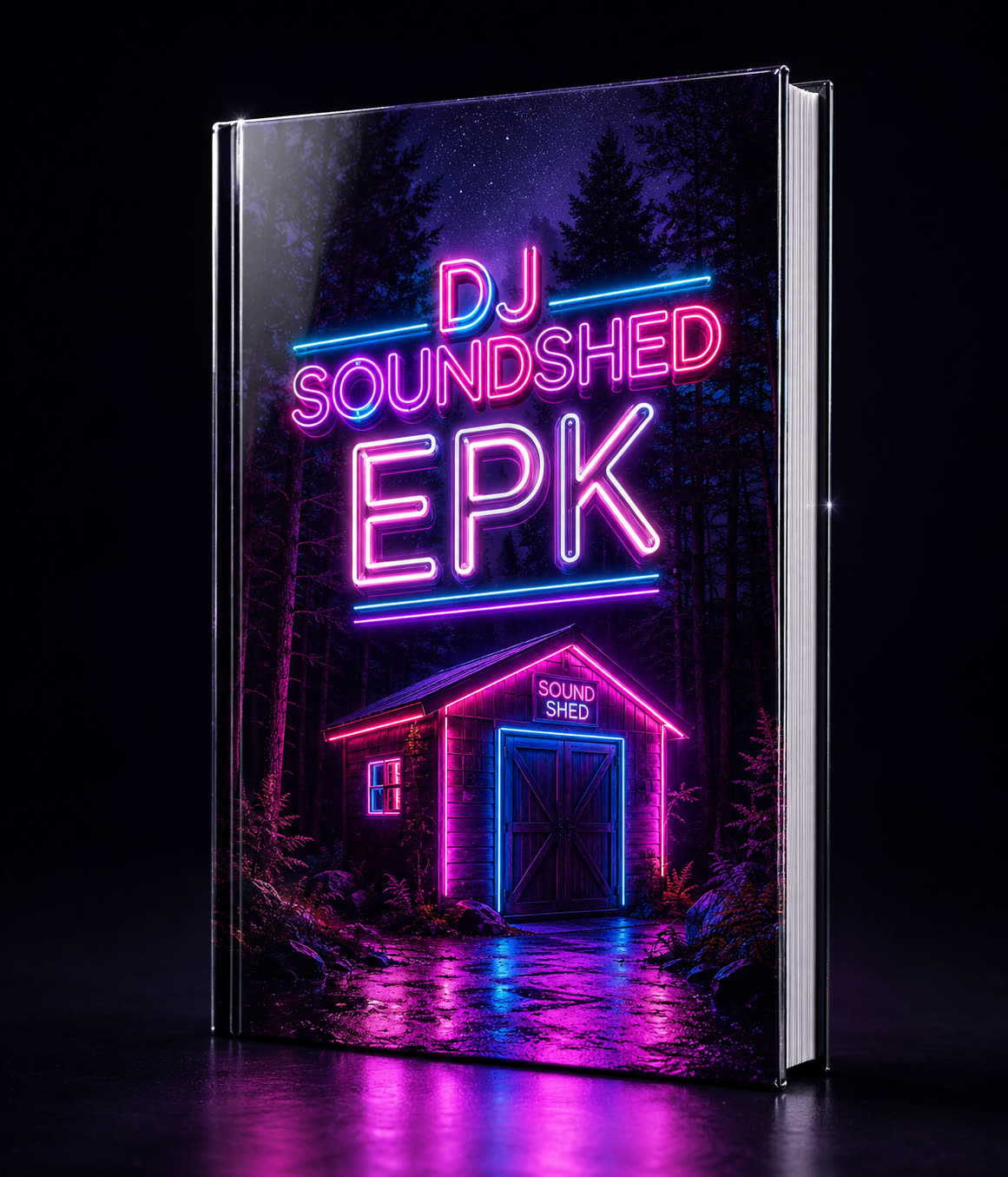 DJ SoundShed electronic press kit booklet, neon cover art